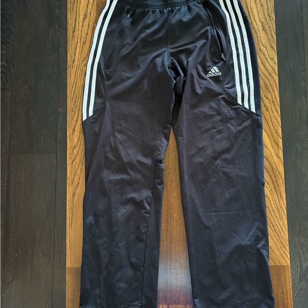 adidas Black Jogger Pants with White Triple Stripes - Picture 1 of 3